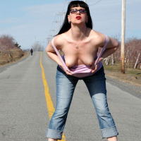 Pictures of XXX Mina fingering herself on the road
