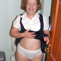 Slutty secretary in big white knickers