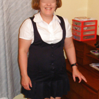 Slutty secretary in big white knickers