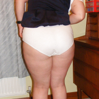 Slutty secretary in big white knickers