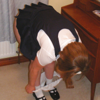 Slutty secretary in big white knickers