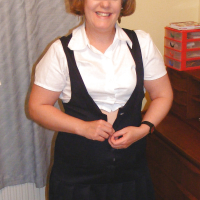Slutty secretary in big white knickers