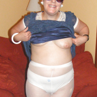 Slutty secretary in white knickers and white tights