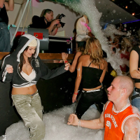 Fuckable chicks spending some good time at the wild foam party
