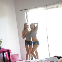 Barely legal blondes Kimmy Granger and Sydney Cole share sexy kiss