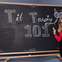Fantastic teacher Aubrey Addams is doing some posing in a class room