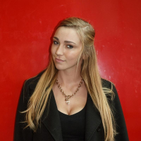 Blonde with big pierced tits