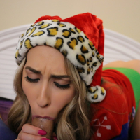 Festive Elf Kimber Lee slobbers on Her Lovers Cock