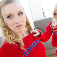 Amateur teens Piper Perri and Bailey Brooke shed cheerleader outfits