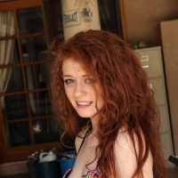 Cute skinny pale redhead teen Alice Green strip teasing