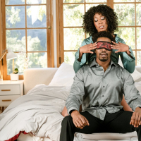 Misty Stone and Hazel Grace fucking same lucky blindfolded man