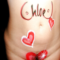 MILF Chloe Vevrier has nice melons and hairy pussy covered with body paint
