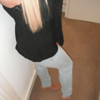 Cara Brett at home in her tight jeans showing her big melons
