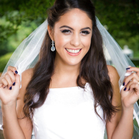 Latina babe Carolina Abril caught in candid outdoors wedding dress photos