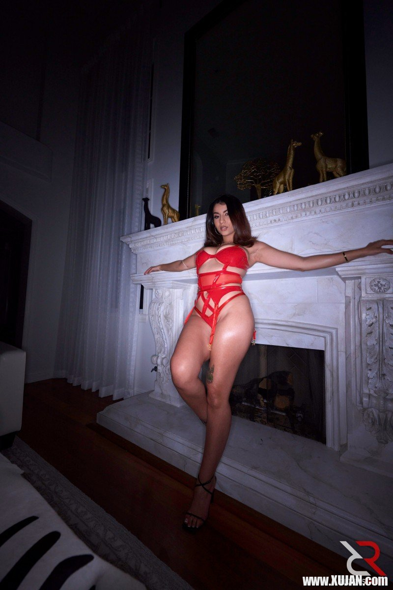 Curvy babe Roxie Sinner has fun teasing at home in sexy latex lingerie - Photo #1052416