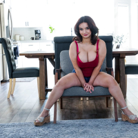 Curvy burnette teen babe Crystal Chase bounces on a rock hard meatpole