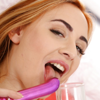 European redhead Eva Berger toying bald twat with vibrator and suction pump