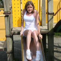 Pictures of teen model Madison Summers teasing at a park