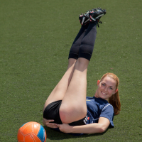 Sporty futbol girl teasing