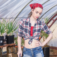 Farmer Gal Tali Dova on Her Knees sucking Cock