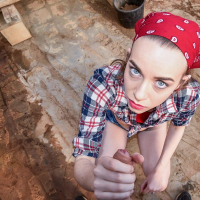 Farmer Gal Tali Dova on Her Knees sucking Cock