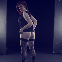 Perfect Jaye in her black dress holdups and heels