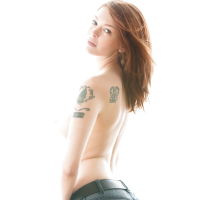 Jeans clad Bree Daniels undressing to bare big natural tits firm sexy ass