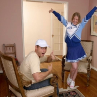 Two dicks testing cheerleader teen Anita Blue and drilling her fuck holes