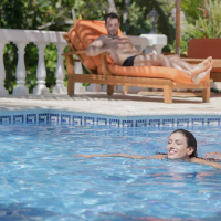 Bianca Resa and Julia Roca share a stud by the pool