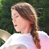 Stunning brunette teen Misha Cross sunbathing and spreading her pussy