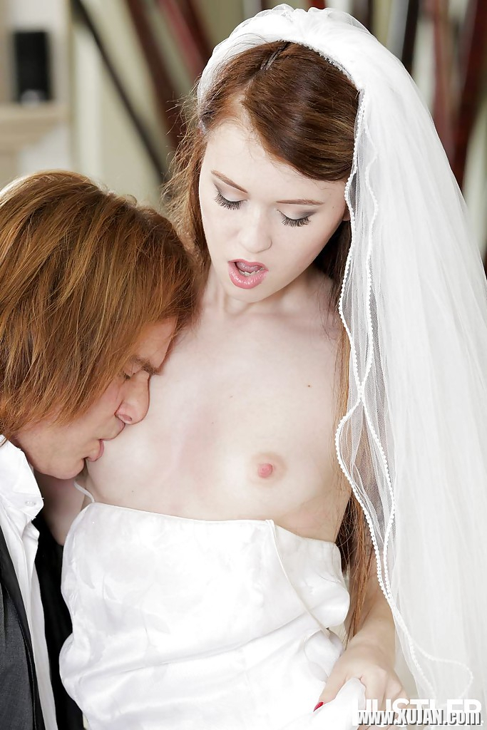 Redhead bride Misha Cross deepthroats a cock on her wedding night - Photo #1113403