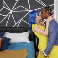 Hot girls Jewelz Blu and Callie Brooks serving same huge black shaft