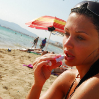 Fabulous Aletta Ocean poses outdoor on the beach in bikini