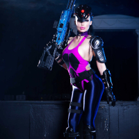 Pornstar Aletta Ocean showing off big tits and nice ass in cosplay attire