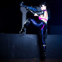 Pornstar Aletta Ocean showing off big tits and nice ass in cosplay attire