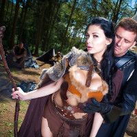 Busty Euro brunette Aletta Ocean giving big cock a cosplay influenced bj