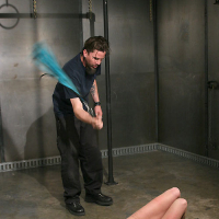 Gaged redhead Audrey Hollander in rope bondage forced to cum