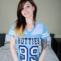 Cute teen covered in tattooes toys sweet pink pussy