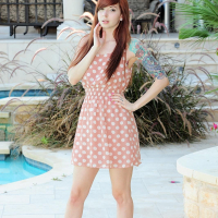 Ivy Snow slips off her pink dress and masturbates by the pool