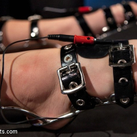 Charlotte Cross is rope bound for spanking and electro fucked by