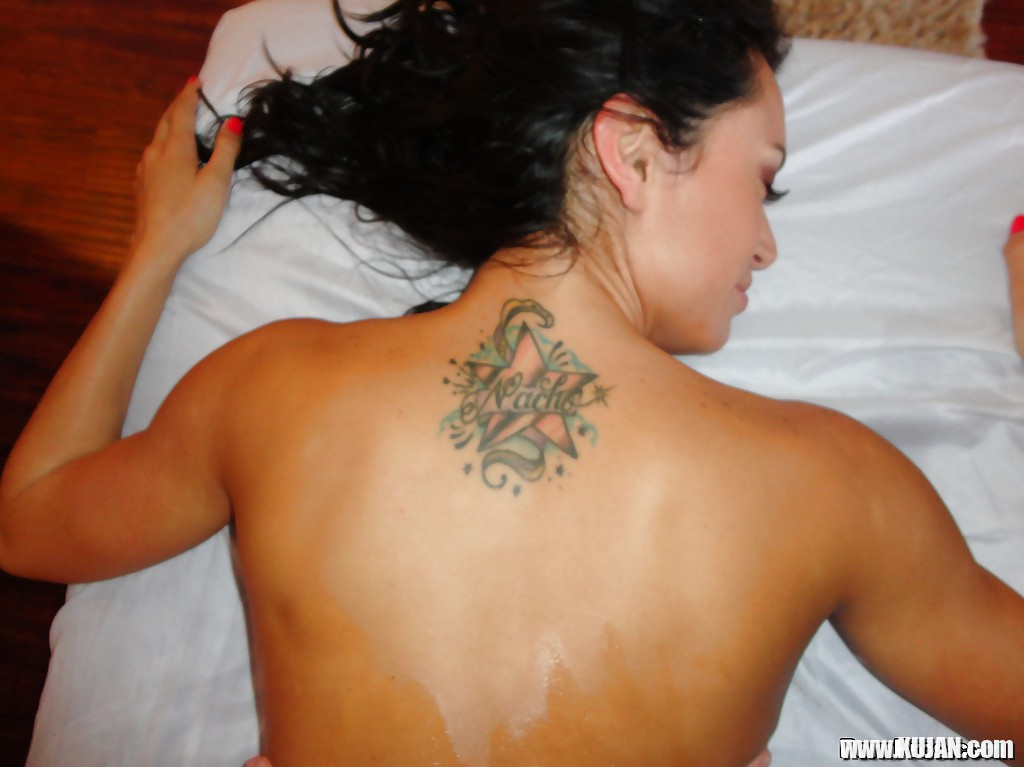 Sexy oiled up Franceska Jaimes gets her tight slot massaged amp stuffed - Photo #1130106