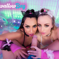 Hime Marie and Anna Claire Clouds sucking same big throbbing dick
