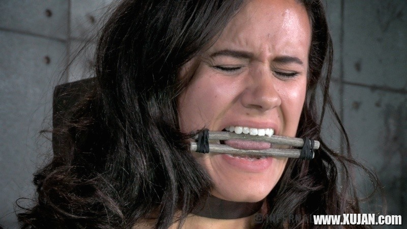 Penny Barber bound in wooden stocks with tits and pussy exposed in dungeon - Photo #1138392