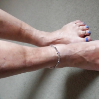 New blue crystal ankle chain to match my blur nails