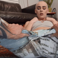 Sexy jogger Paris Amour stretching for a big throbbing dong