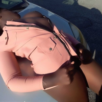 Sexy ebony Stripping Outside