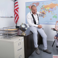 Dolly Little drilled by her professor in the classroom