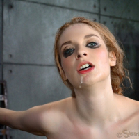 Ela Darling bound on sybian machine is made to blowjob