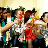 Naughty chicks have some partly clothed lesbian fun at the drunk house party