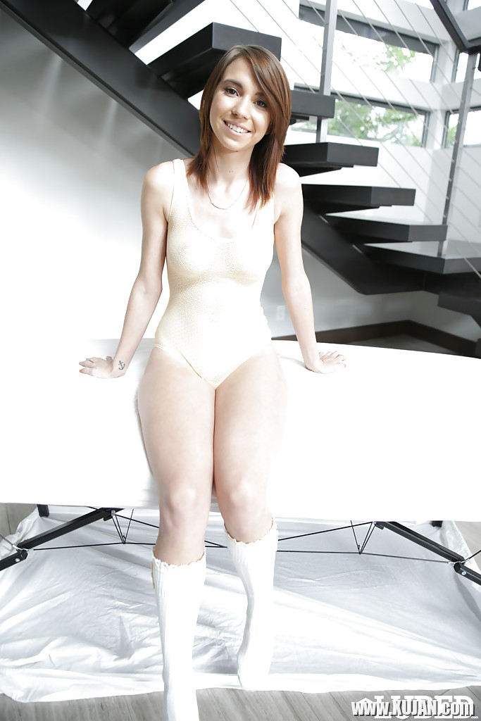 Cute pornstar CeCe Capella demonstrating oiled and shaved pussy in socks - Photo #1167992